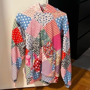 Teddy Fresh Quilted Patchwork Hoodie *flawed, details in description